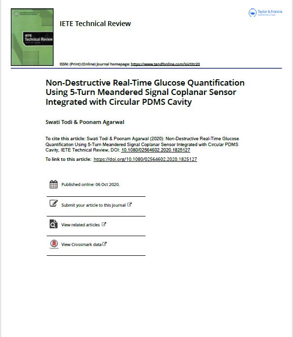 Non-Destructive Real-Time Glucose Quantification Using 5-Turn MeanderedSignal Coplanar Sensor Integrated with Circular PDMS Cavity