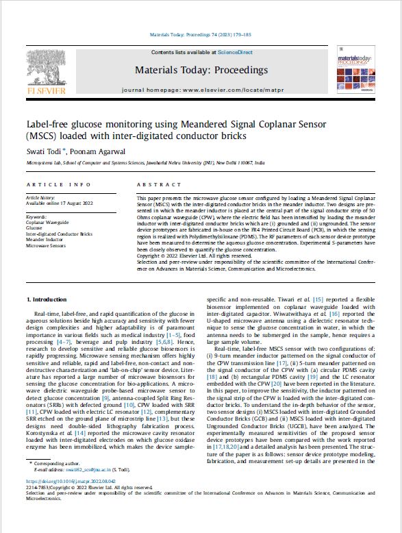 Label-free glucose monitoring using Meandered Signal Coplanar Sensor (MSCS) loaded with inter-digitated conductor bricks